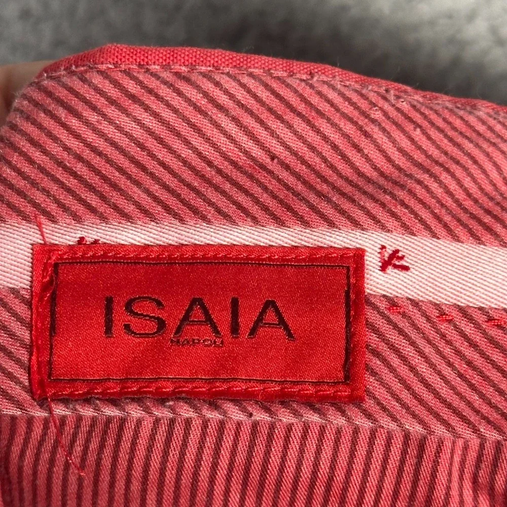 Isaia Napoli‎ Pants Mens 54R 35x31 Red Cotton Casual Flat Front Chino Trousers